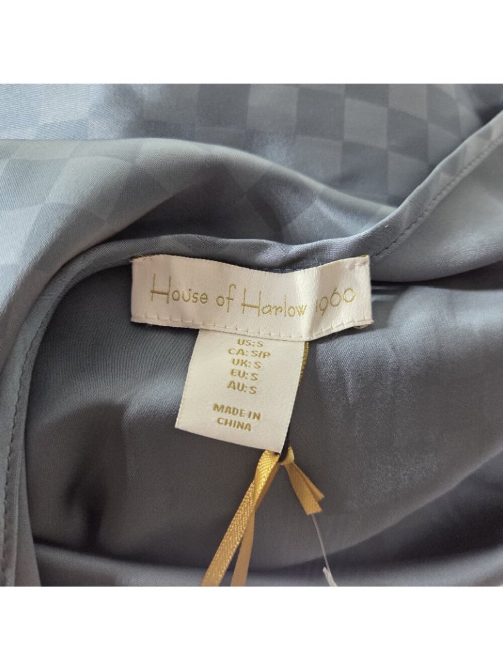 House of Harlow 1960 Blue Halter Neck Small Maxi Dress Harlequin Checker Pattern - Picture 3 of 10